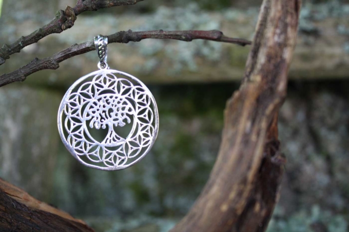 Anhänger TREE OF LIFE in Lebensblume | Silber – Bild 3