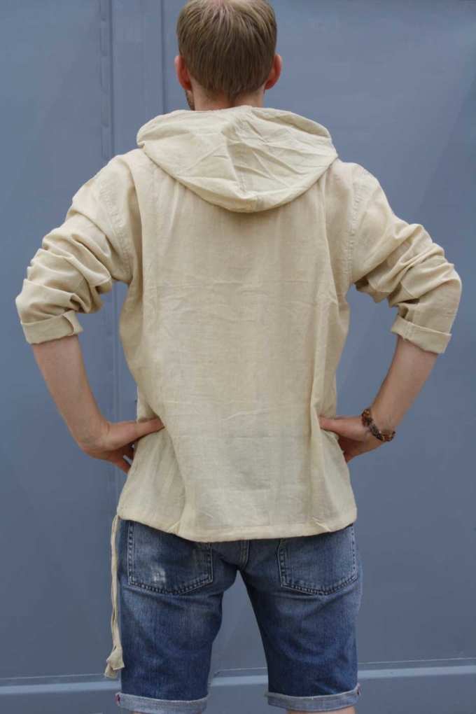 Kapuzen Überzieher Herren-Hemd Beige | Natur – Bild 4