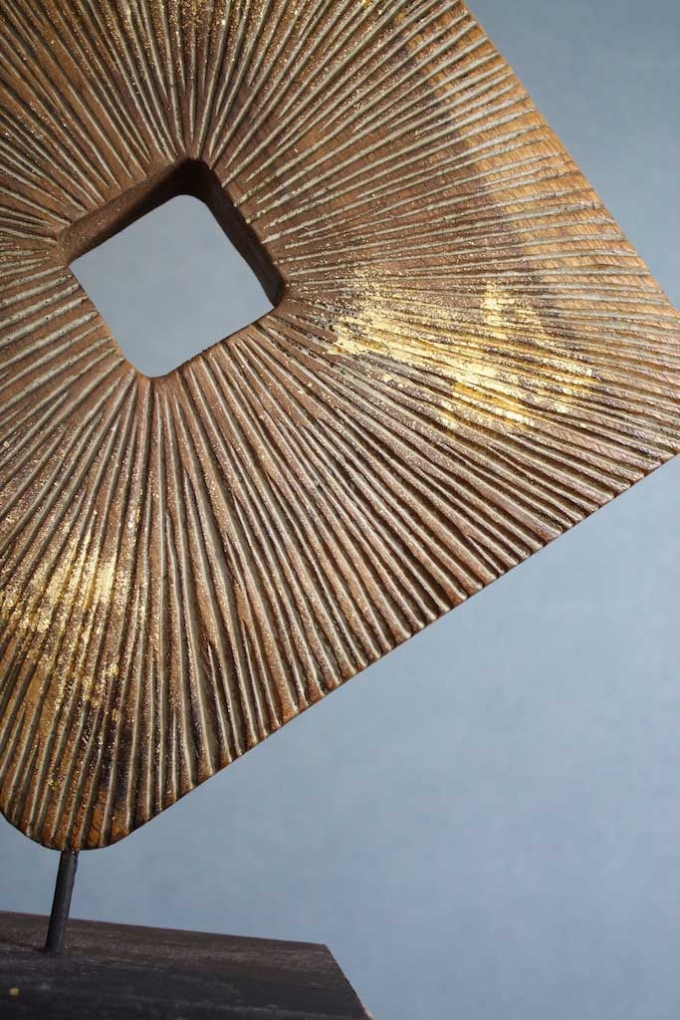 Holz Skulptur BIG SQUARE  Gruen | Gold – Bild 2