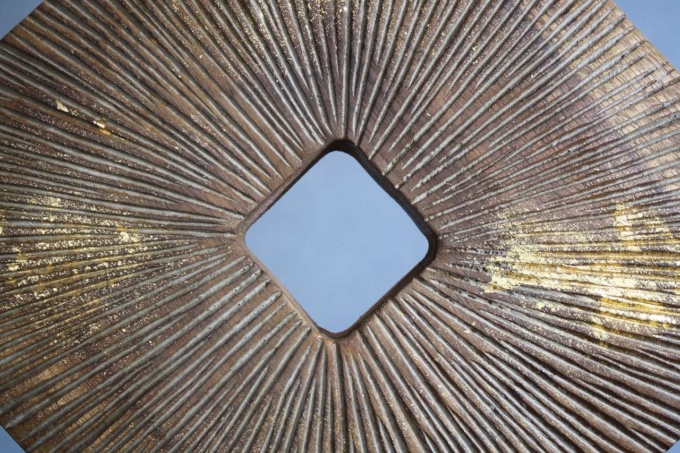 Holz Skulptur BIG SQUARE  Gruen | Gold – Bild 3