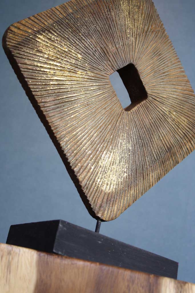 Holz Skulptur BIG SQUARE  Gruen | Gold – Bild 4