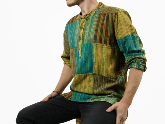 Patchwork Hemd Herrenhemd | Grün