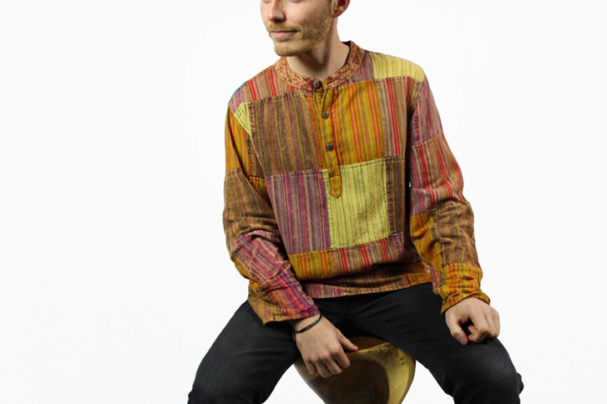 Patchwork Herren Hemd | Stonewash | Orange