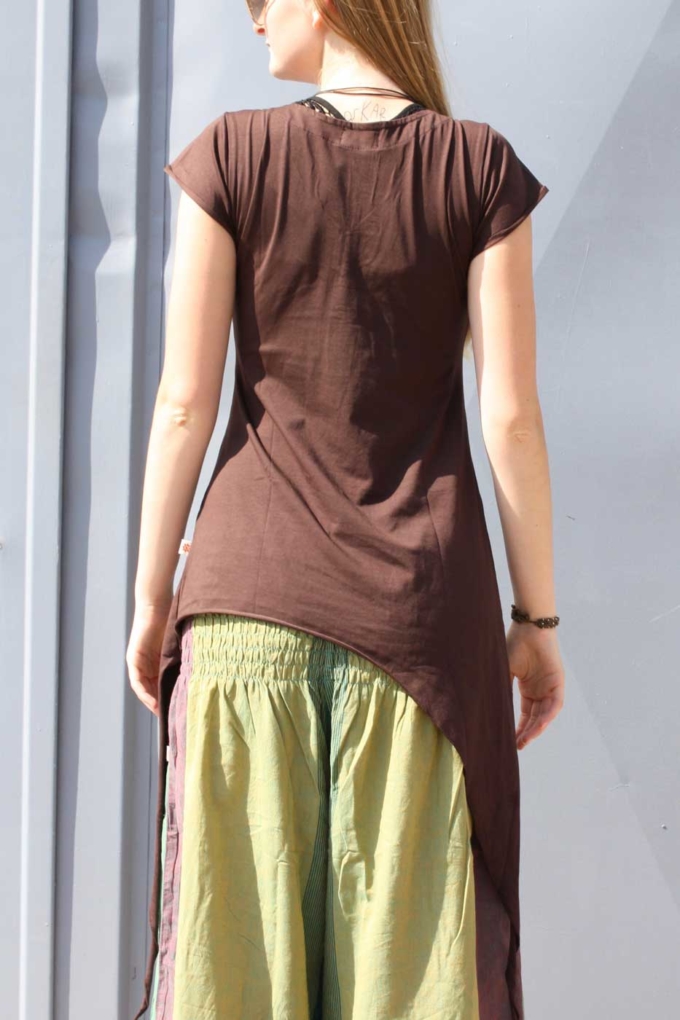 Zipfel-Top Hippie Oberteil | Braun – Bild 2