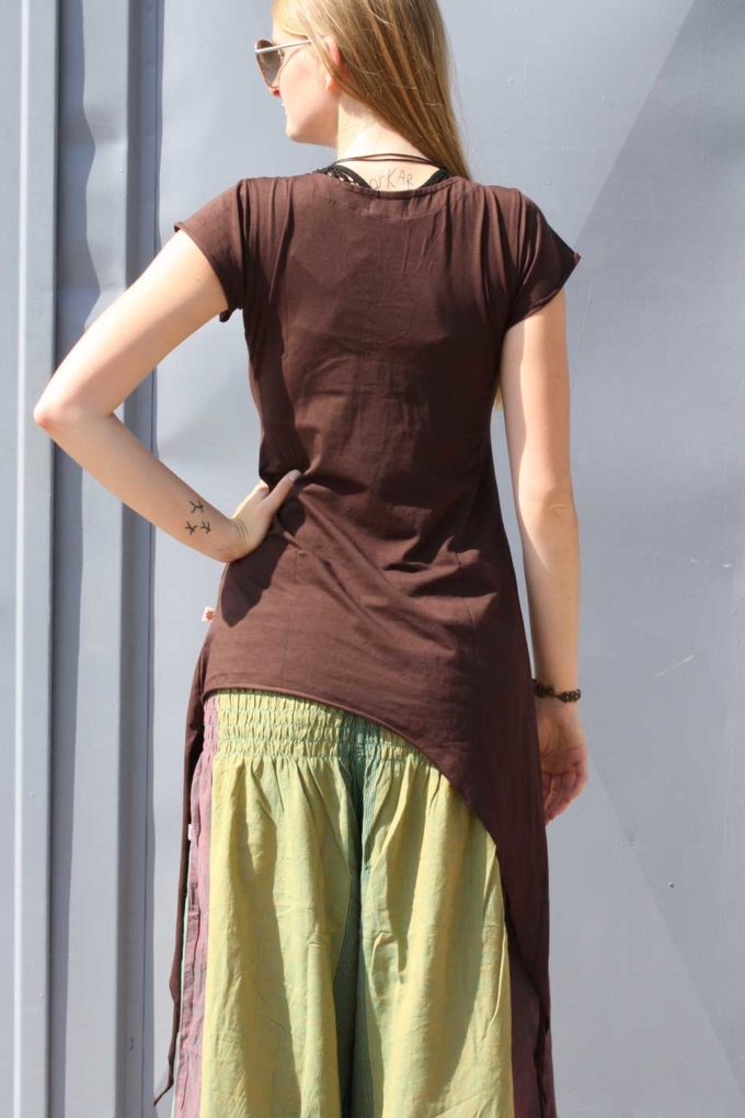 Zipfel-Top Hippie Oberteil | Braun – Bild 5