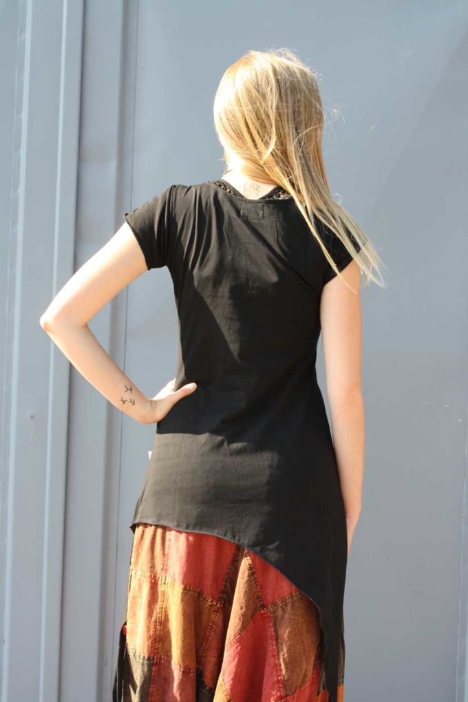 Zipfel-Oberteil Elfenshirt Hippie-Top | Schwarz – Bild 5