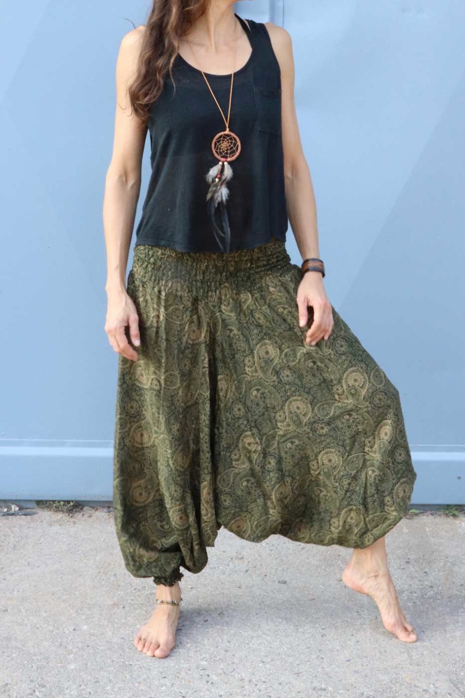 Alibaba Haremshose Hosenkleid Damen Khaki | Paisley Muster ...