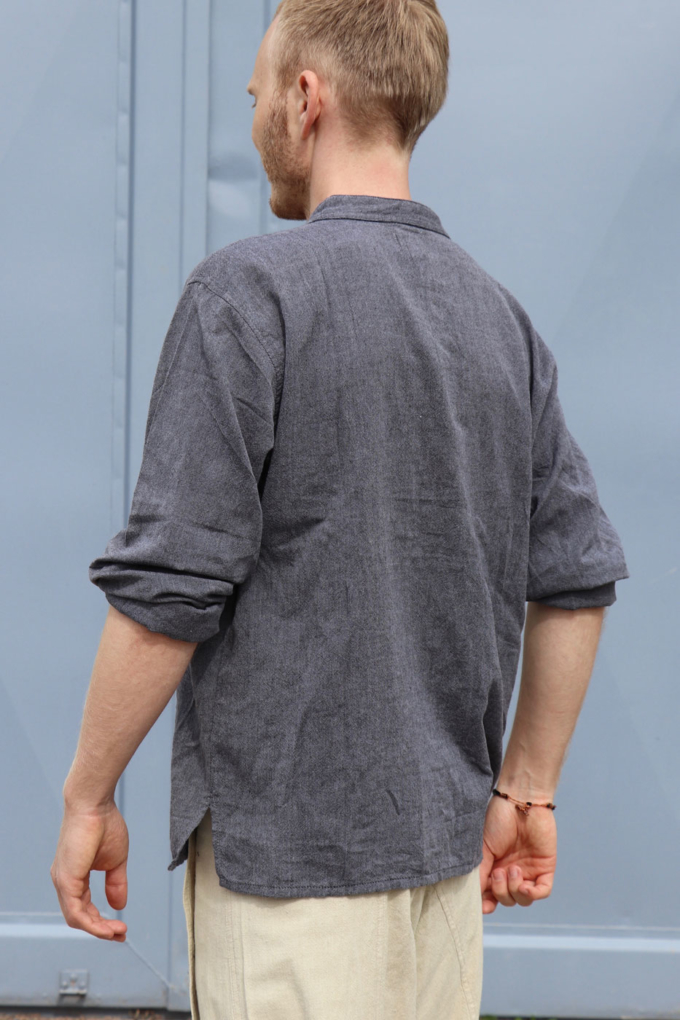 Herren-Hemd Fisherman Shirt DUNKELGRAU – Bild 3