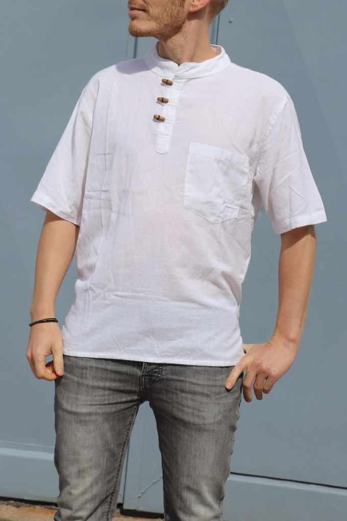 Kurzarm Herren-Hemd Fisherman Kurtha Weiß
