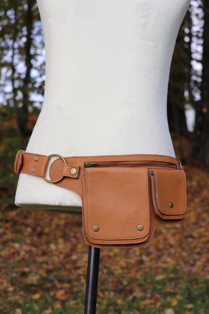 Gürteltasche aus Leder Hüfttasche | Cognac