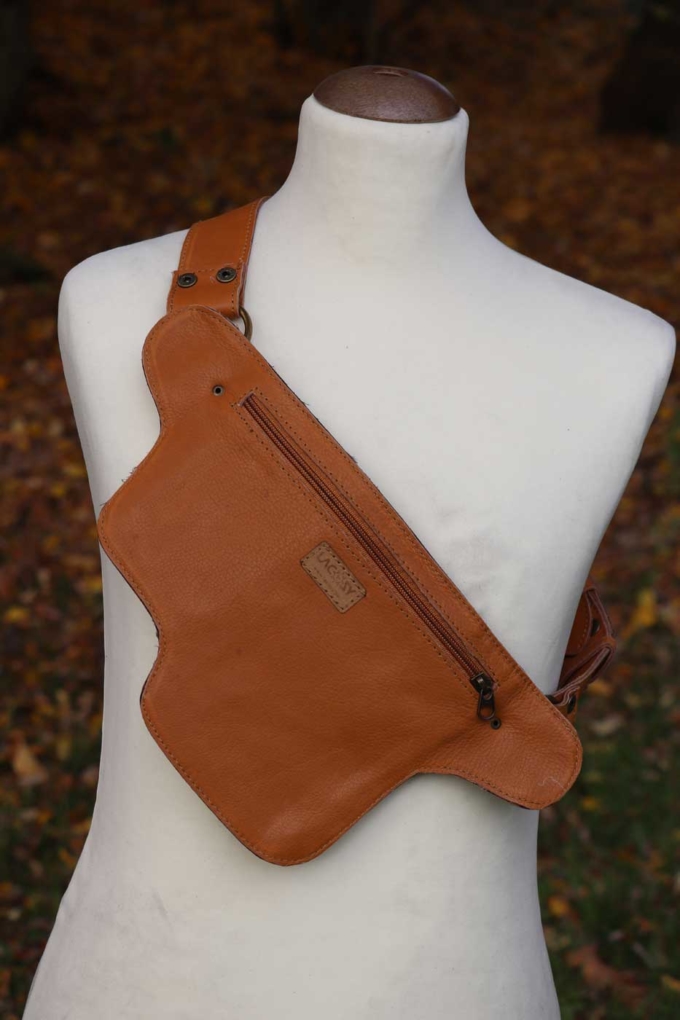 Gürteltasche aus Leder Hüfttasche | Cognac – Bild 4