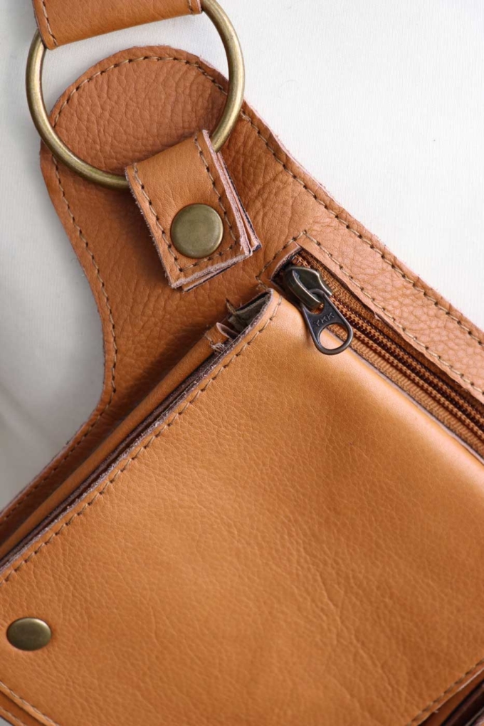 Gürteltasche aus Leder Hüfttasche | Cognac – Bild 5
