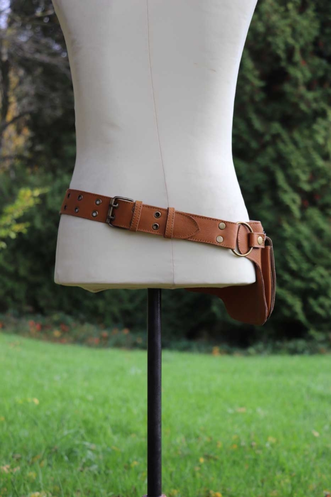 Gürteltasche aus Leder Hüfttasche | Cognac – Bild 6
