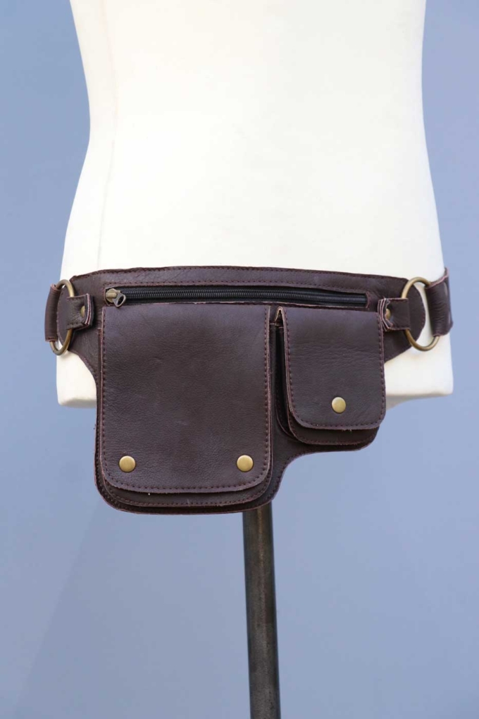 Gürteltasche aus Leder | Hüfttasche | Unisex | Dunkelbraun
