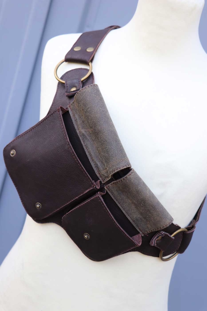 Gürteltasche aus Leder | Hüfttasche | Unisex | Dunkelbraun – Bild 3