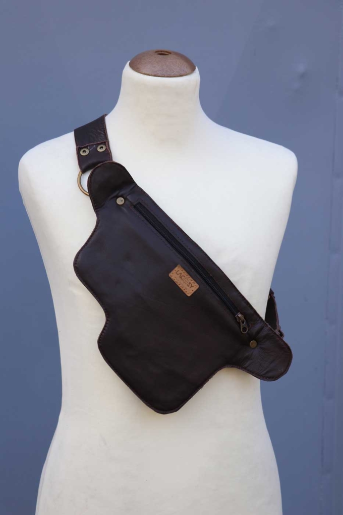 Gürteltasche aus Leder | Hüfttasche | Unisex | Dunkelbraun – Bild 4