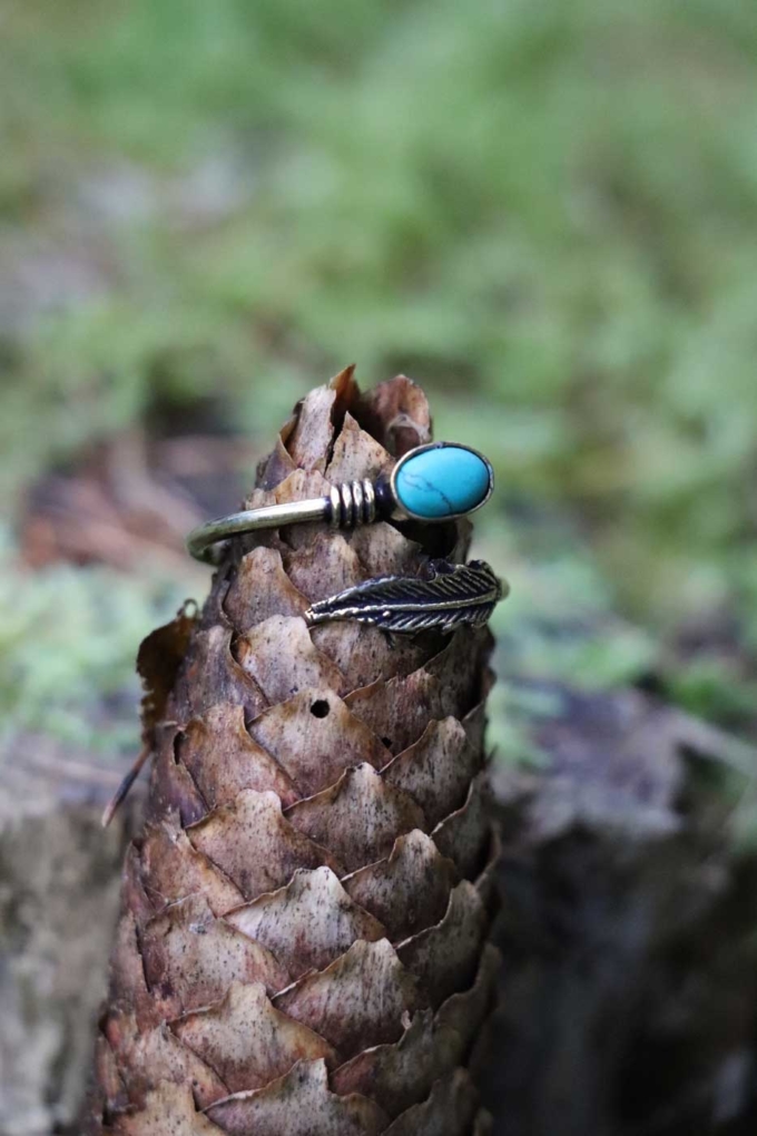 Ring FEDER mit Türkis  Gold | Türkis – Bild 4