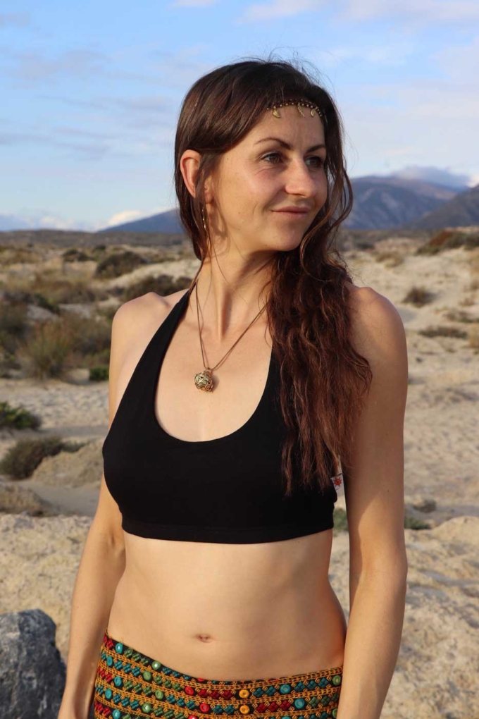 Yoga Sport Oberteil FLOWER OF LIFE Bustier Top Schwarz – Bild 3