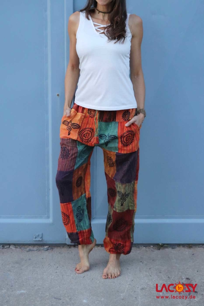 Patchwork Pumphose mit BLOCKDRUCK Damen