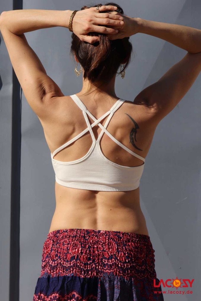 Yoga Top CROSS Bustier Oberteil Weiß