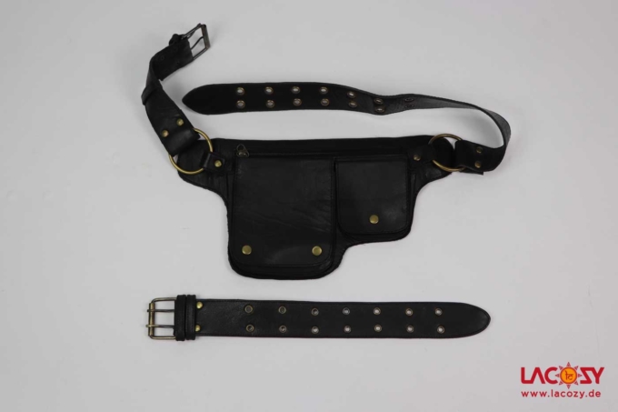 Gürteltasche aus Leder Bauchtasche Unisex Schwarz – Bild 6