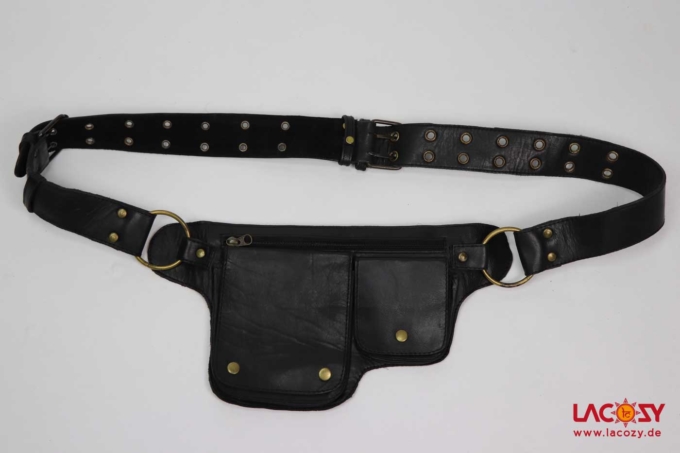 Gürteltasche aus Leder Bauchtasche Unisex Schwarz – Bild 8