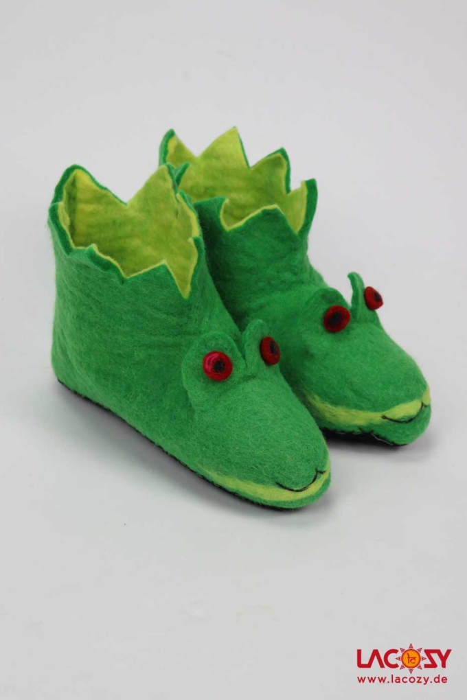 Filz-Hausschuhe FROSCHKÖNIG Dunkelgrün – Bild 2