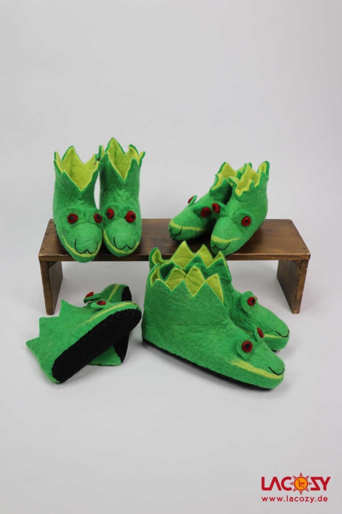 Filz-Hausschuhe FROSCHKÖNIG Dunkelgrün – Bild 3