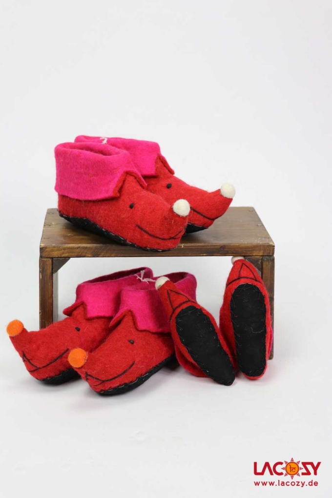 Filz-Hausschuhe MÄUSE Rot – Bild 4