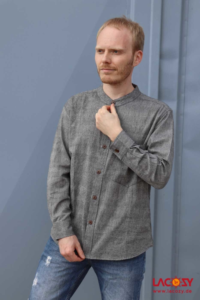 Herren-Hemd mit Manschetten | Grau – Bild 2