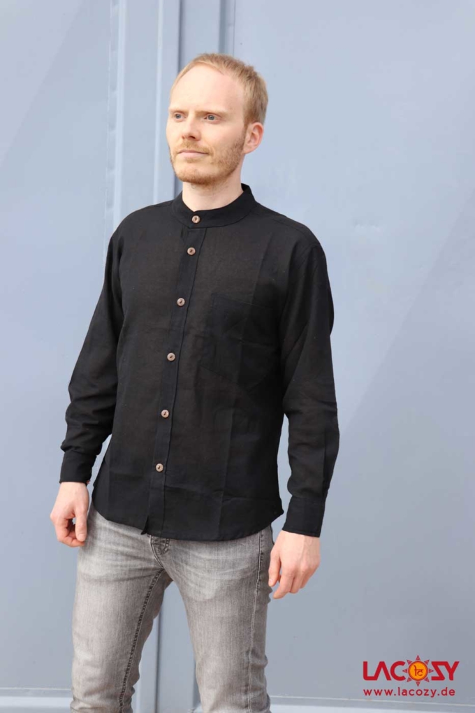 Herren-Hemd mit Manschetten Schwarz