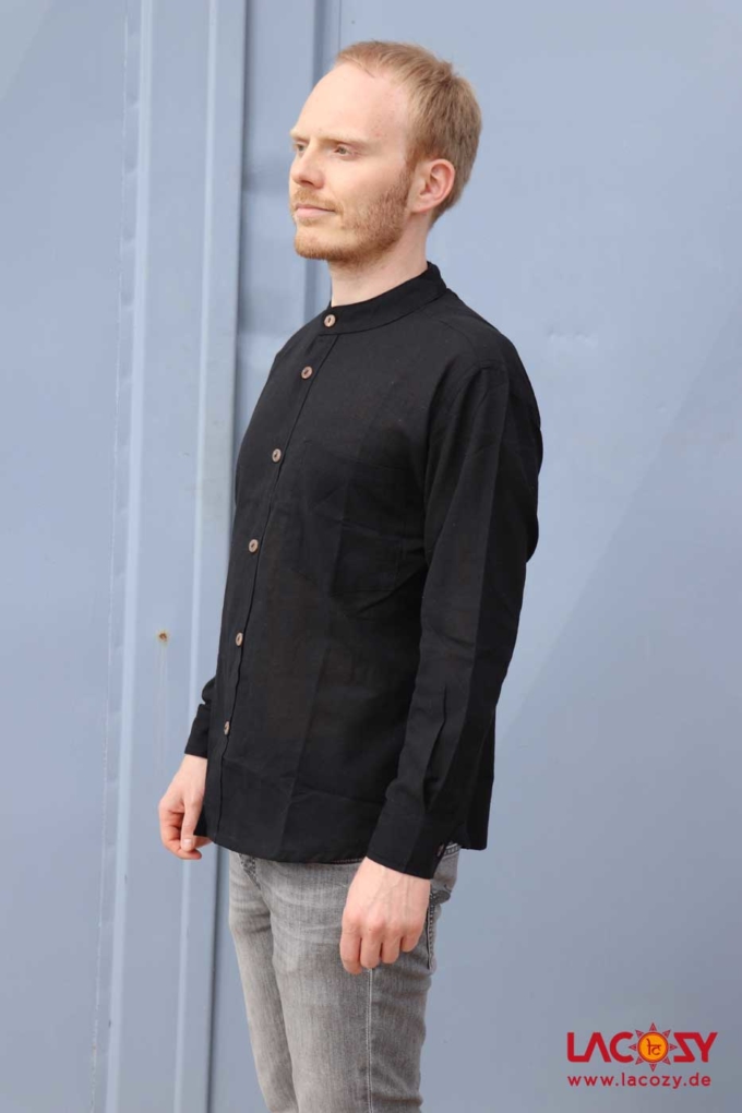 Herren-Hemd mit Manschetten Schwarz – Bild 3