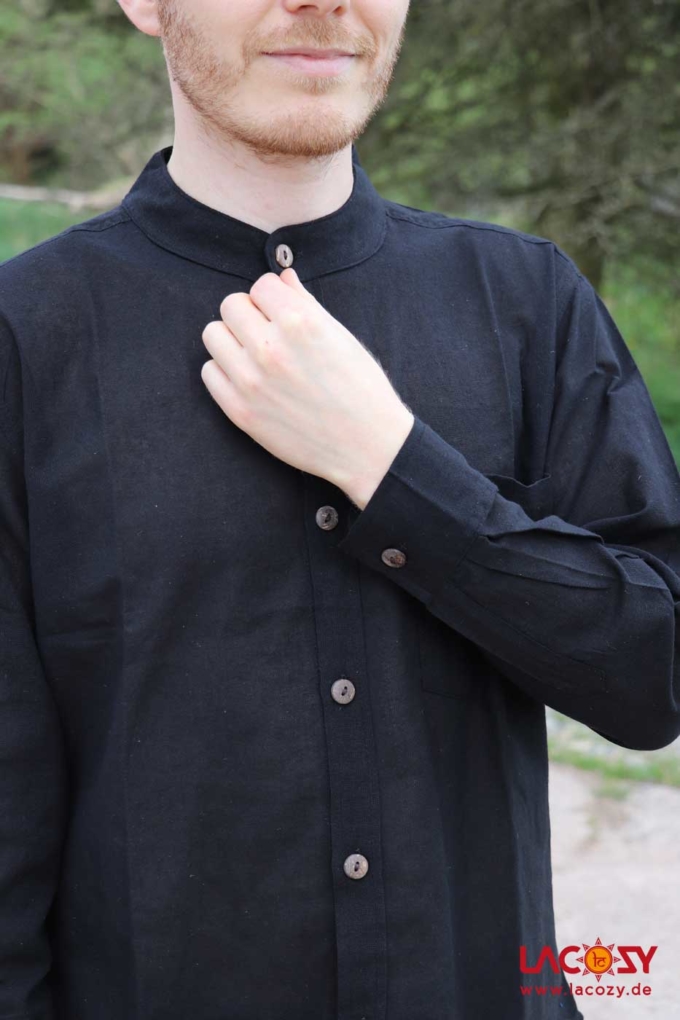 Herren-Hemd mit Manschetten Schwarz – Bild 4