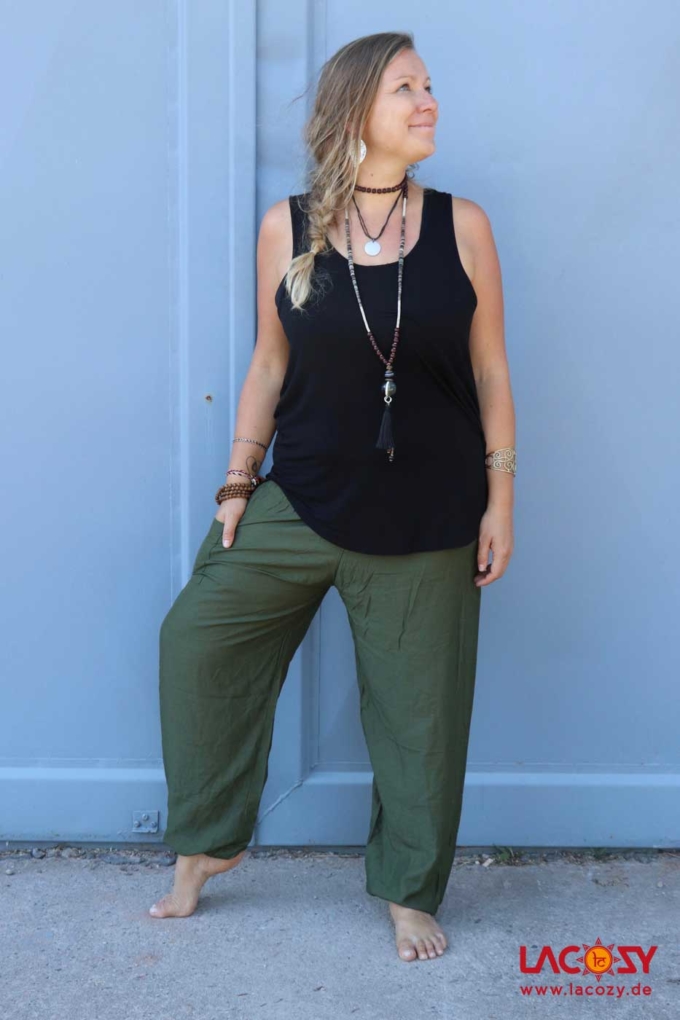 Luftige Pumphose Yogahose Damen Khaki