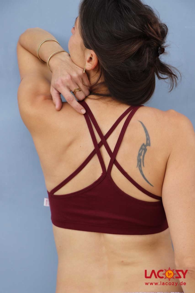 Yoga Top CROSS Bustier Oberteil Bordeaux