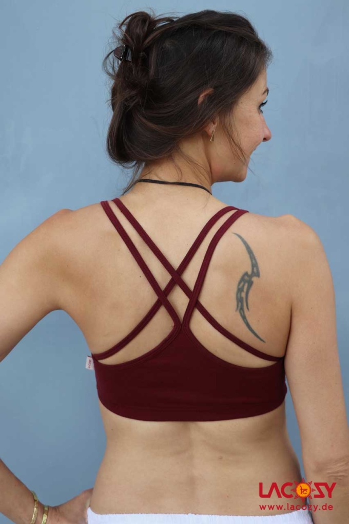 Yoga Top CROSS Bustier Oberteil Bordeaux – Bild 5