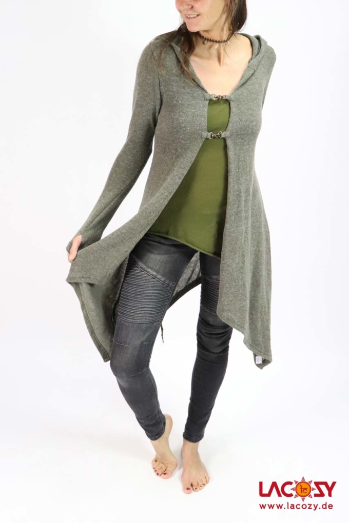 Strickjacke COZY Cardigan *Grün-Grau*