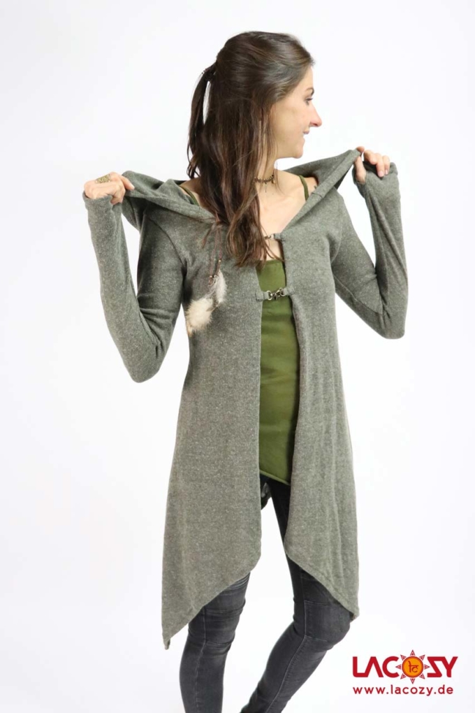 Strickjacke COZY Cardigan *Grün-Grau* – Bild 5