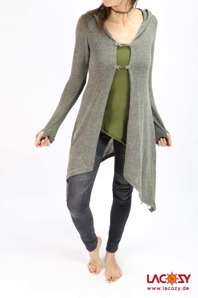 Strickjacke COZY Cardigan *Grün-Grau* – Bild 6