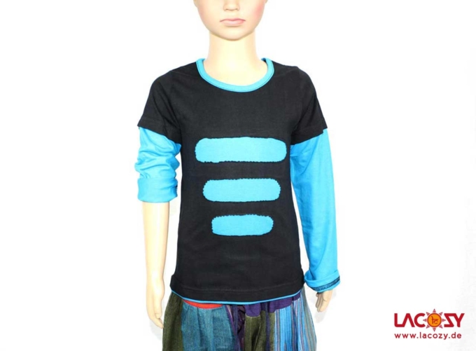 Kids Longsleeve Unisex Blau | Schwarz – Bild 3