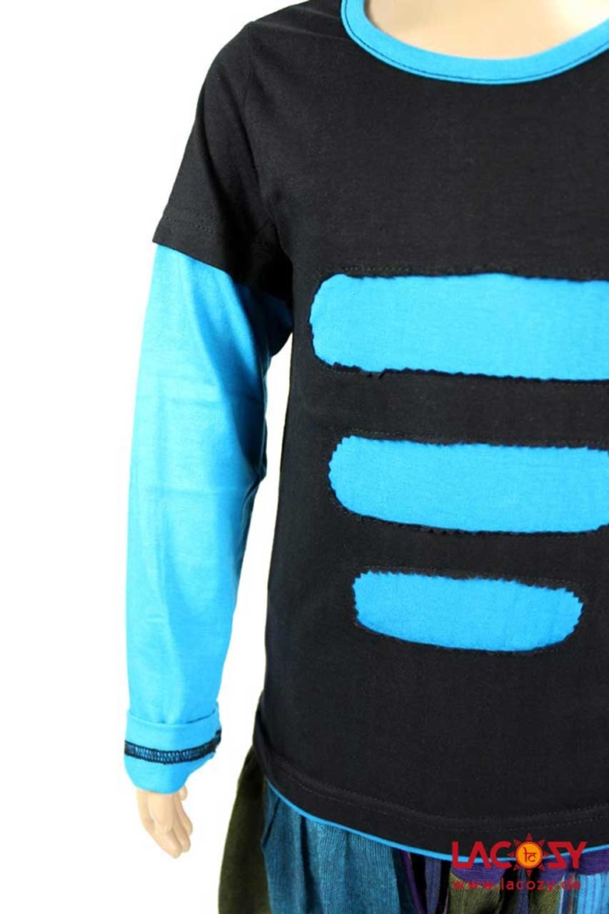 Kids Longsleeve Unisex Blau | Schwarz – Bild 4
