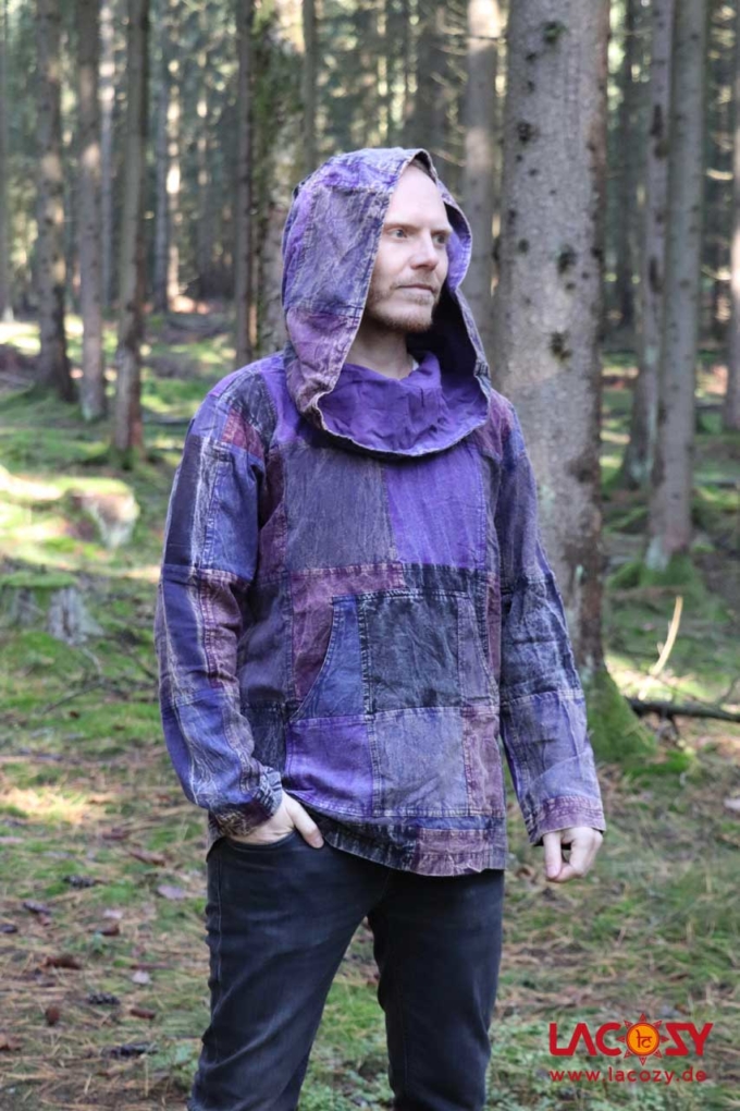 Patchwork Hoodie Unisex Lila