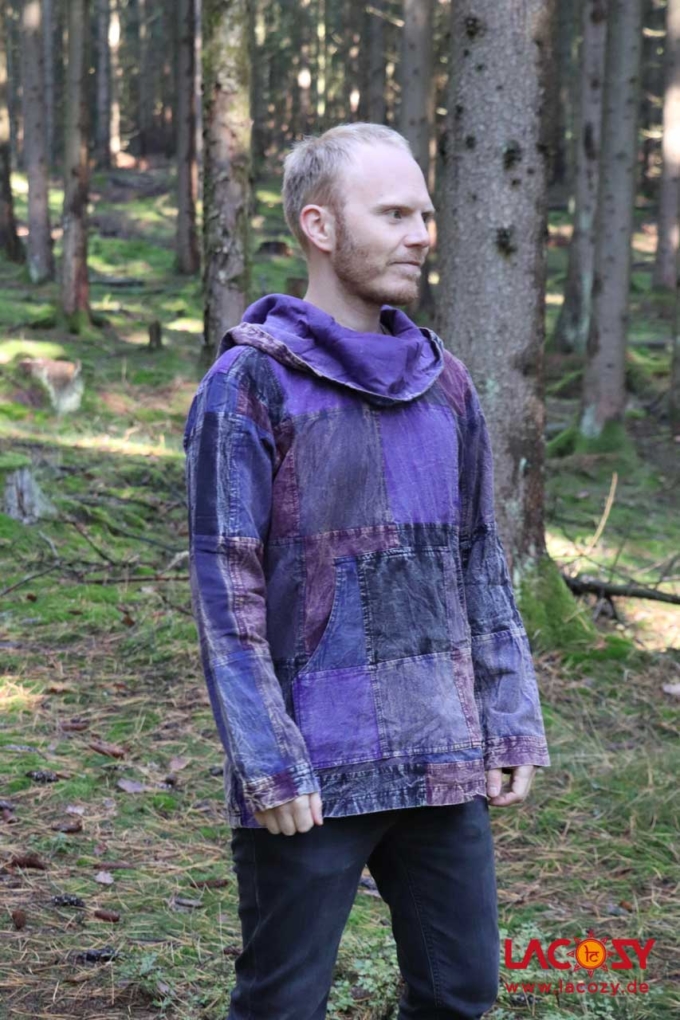 Patchwork Hoodie Unisex Lila – Bild 2