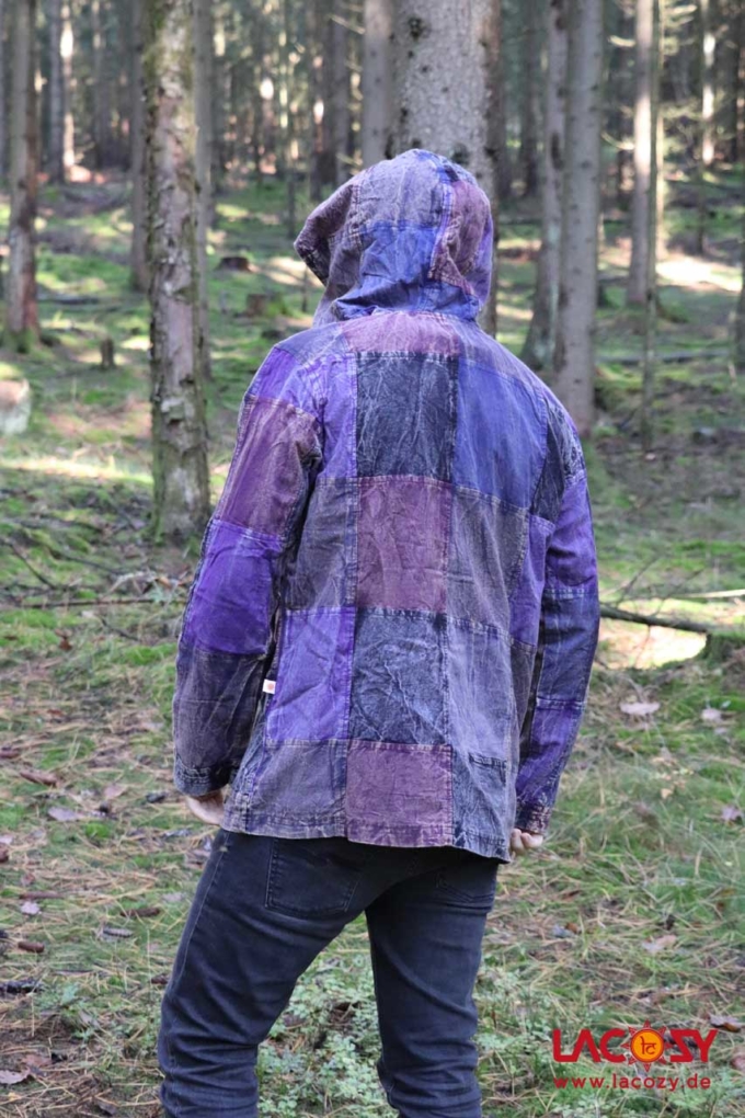 Patchwork Hoodie Unisex Lila – Bild 3