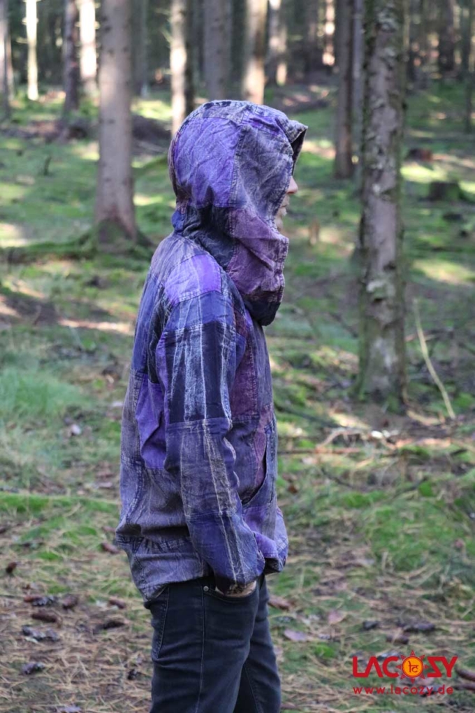 Patchwork Hoodie Unisex Lila – Bild 4
