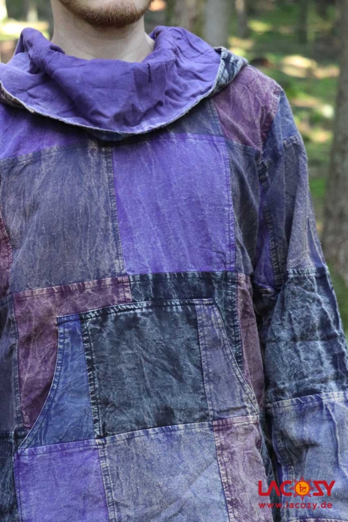Patchwork Hoodie Unisex Lila – Bild 6