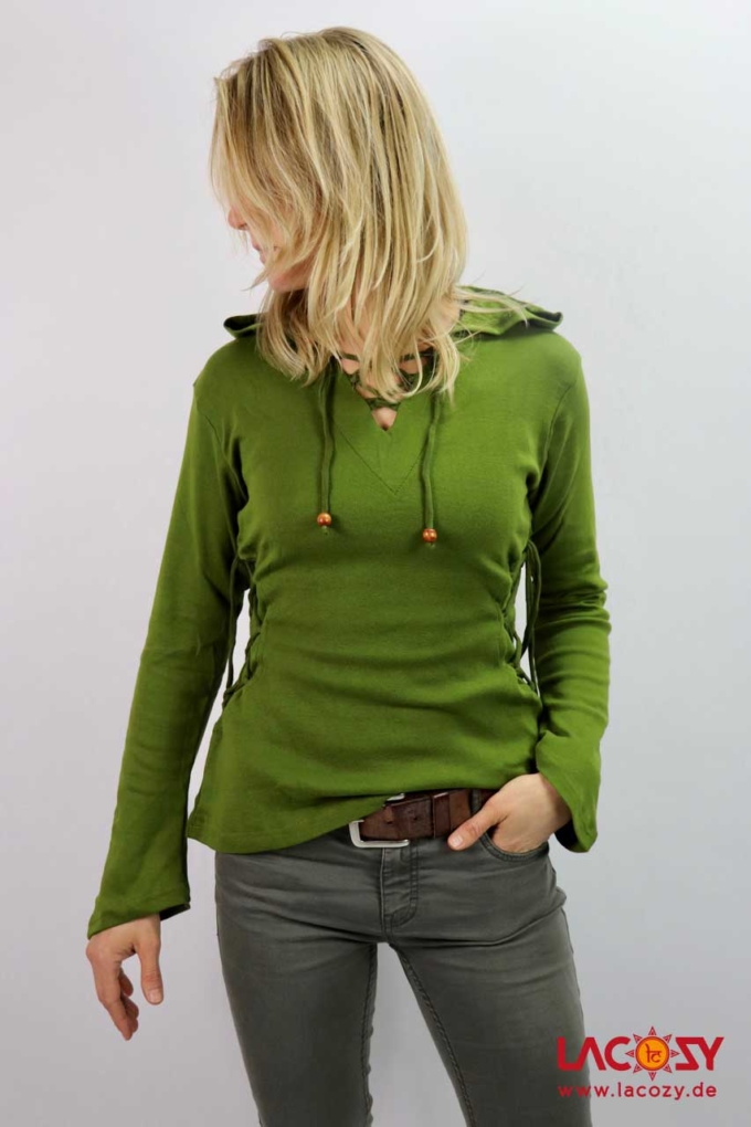Pullover mit Zipfelkapuze und Schnürung | Grün – Bild 3