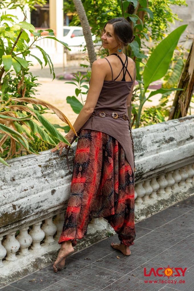 Haremshose Hosenkleid mit Paisleymuster | Schwarz - Rot – Bild 2