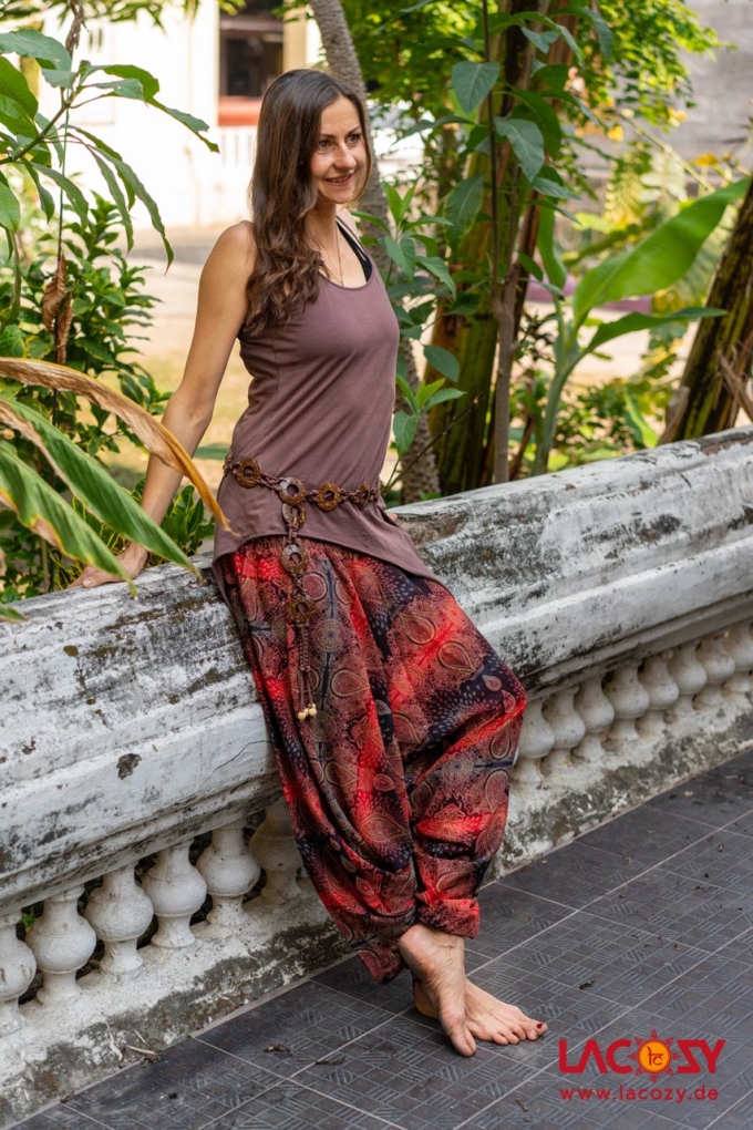 Haremshose Hosenkleid mit Paisleymuster | Schwarz - Rot – Bild 3