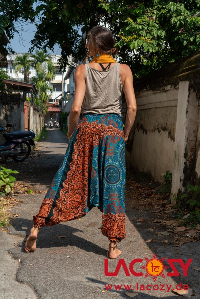 Haremshose  Hosenkleid SHIVA Damen Türkis | Orange – Bild 4